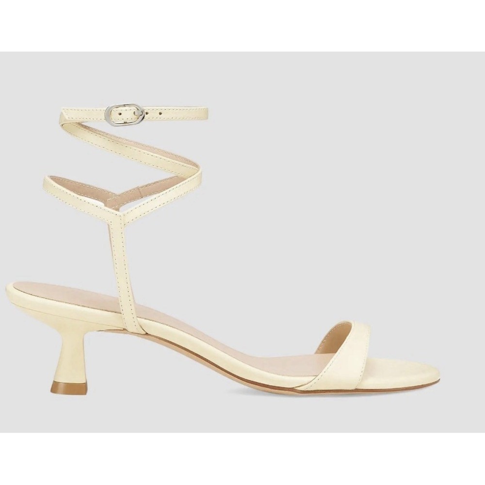 Stuart Weitzman Nudist Wrap Leather Sandals Size 6 Ivory/cream